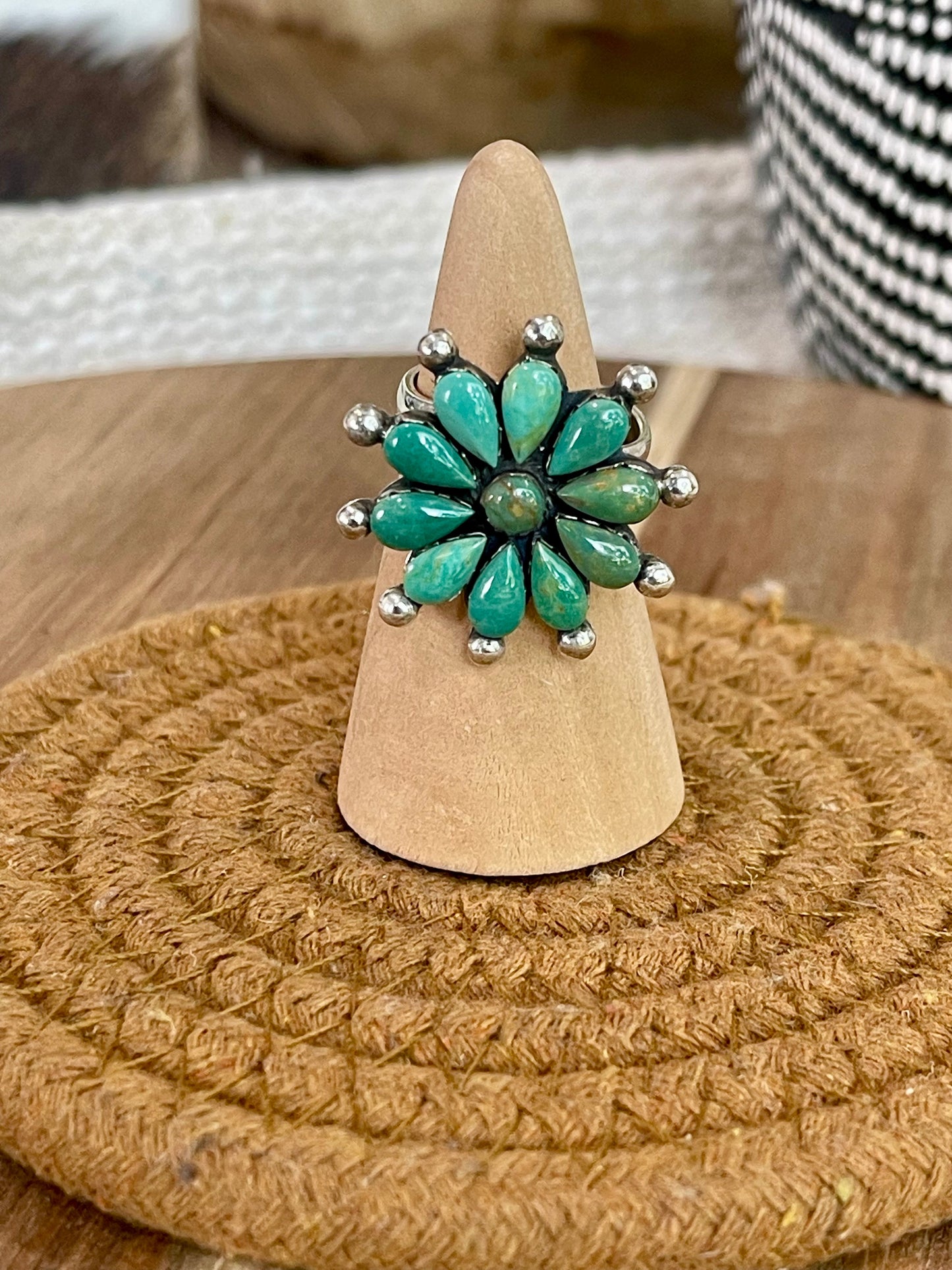 Handcrafted Sterling Silver & Kingman Turquoise Adjustable Ring