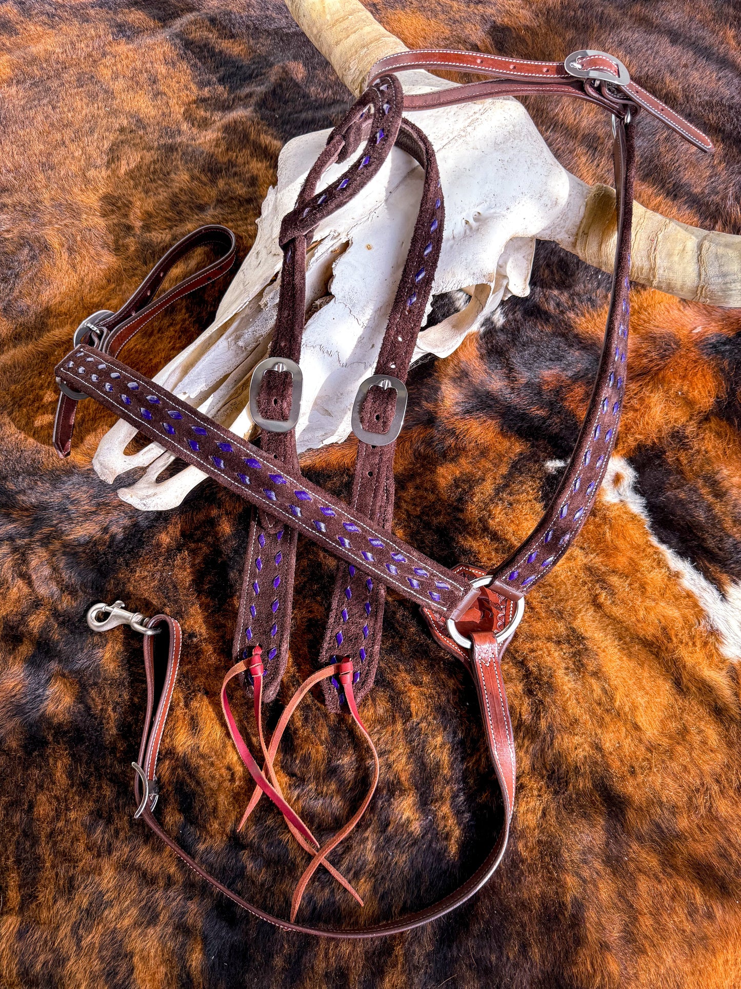 BuckStitch Betty Suede Tack Set Purple/Chocolate