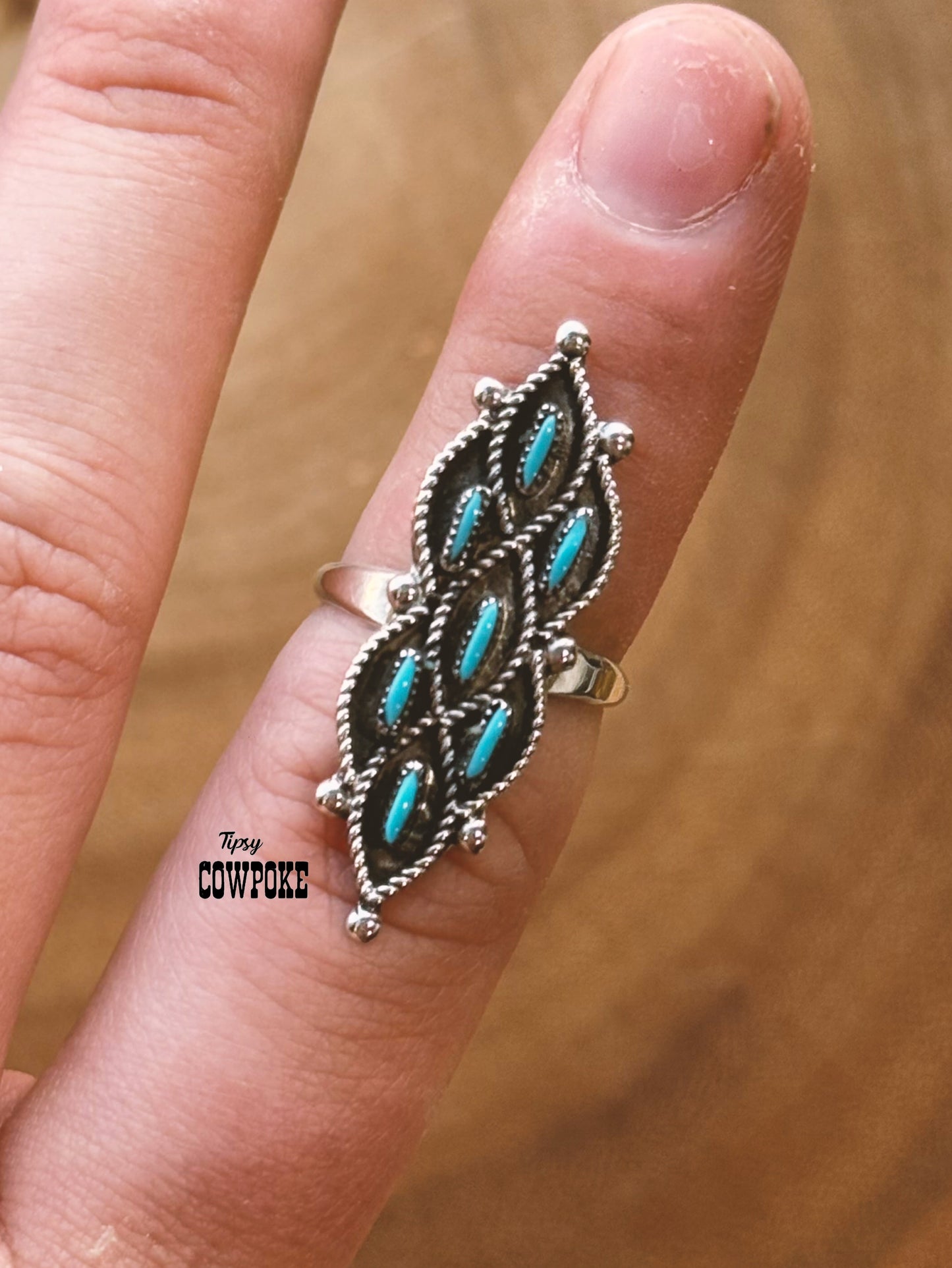 Kingman Turquoise Size 6 Zuni Ring