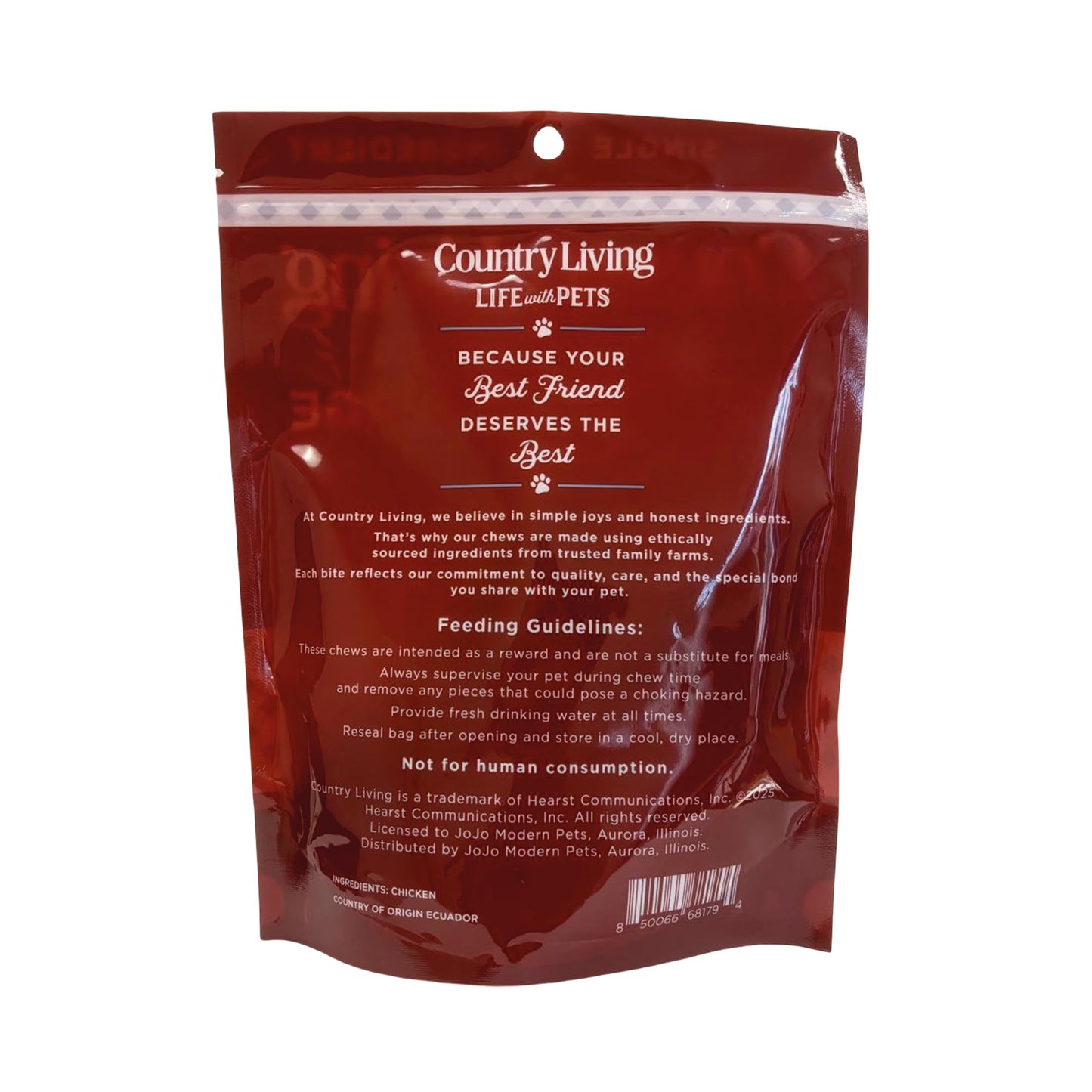 Country Living 4”-5” Beef Flavored Chicken Sausage Dog Treats – 15 Count Bag – Soft & Chewy, High-Protein Training & Reward Treats – Grain-Free, No Artificial Flavors or Preservatives