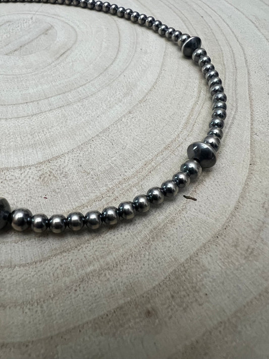 4mm Sterling Pearl & Saucer Bead Choker - 14 inch choker - Top Seller