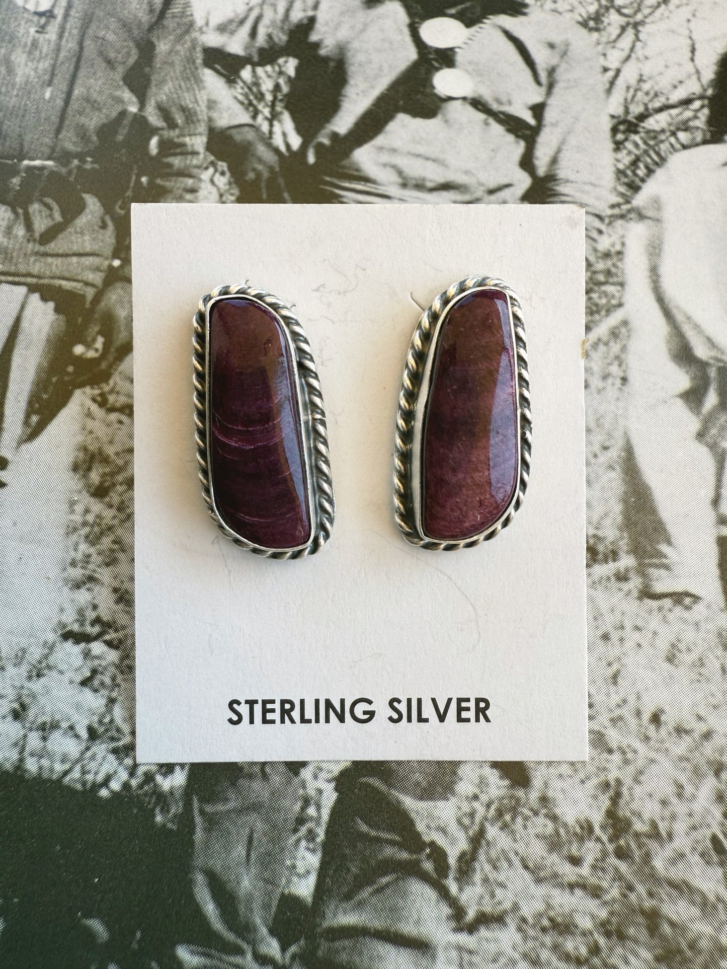 Purple Spiny Oyster Stud Earrings