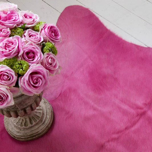 Pink Dyed Cowhide Rug