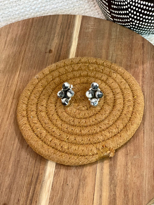 Beautiful Handmade Sterling Silver & White Buffalo Post Earrings