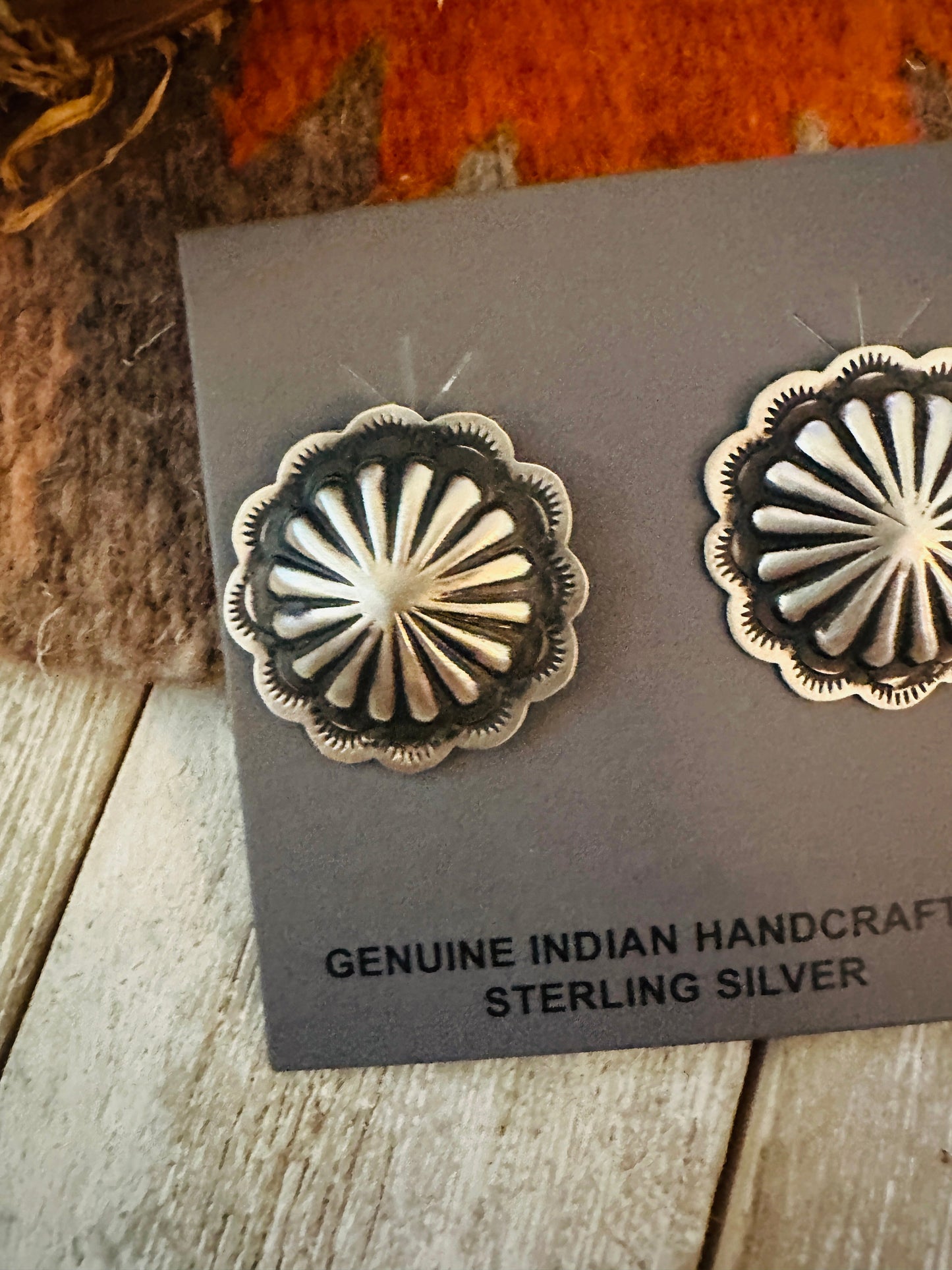 Navajo Sterling Silver Concho Stud Earrings