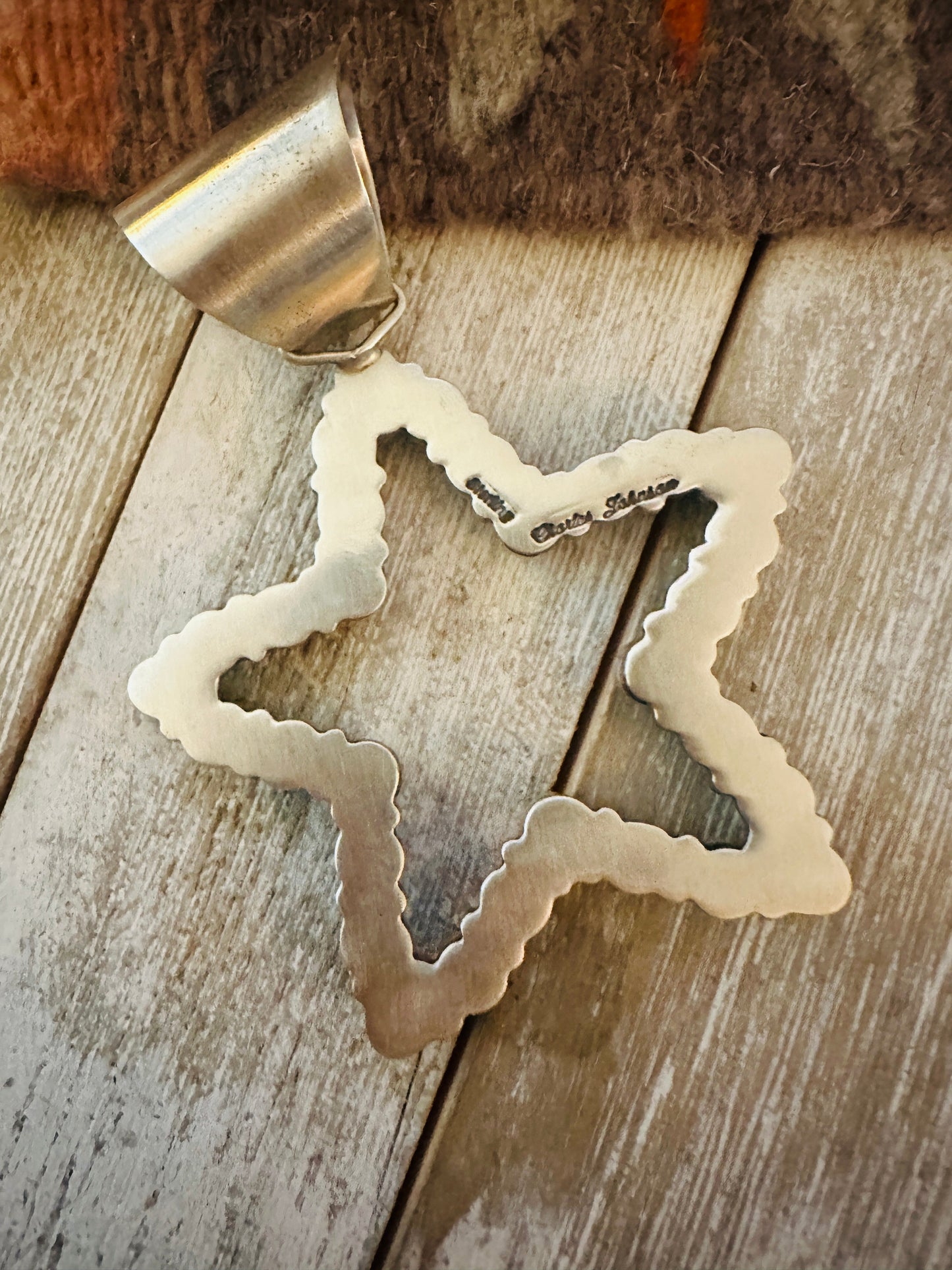 Handcrafted Turquoise and Sterling Silver Star Pendant by Charles Johnson