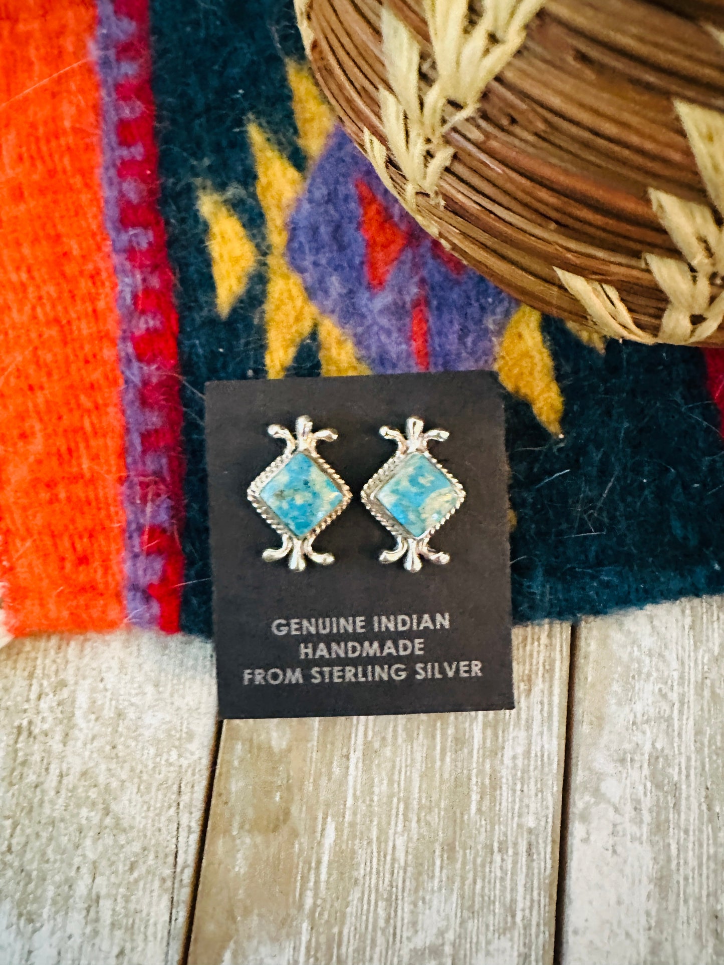 Navajo Sterling Silver & Turquoise Post Earrings