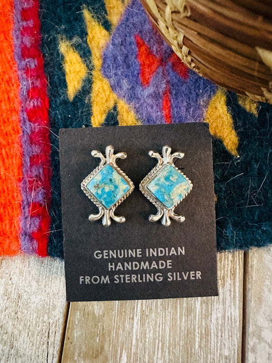 Navajo Sterling Silver & Turquoise Post Earrings