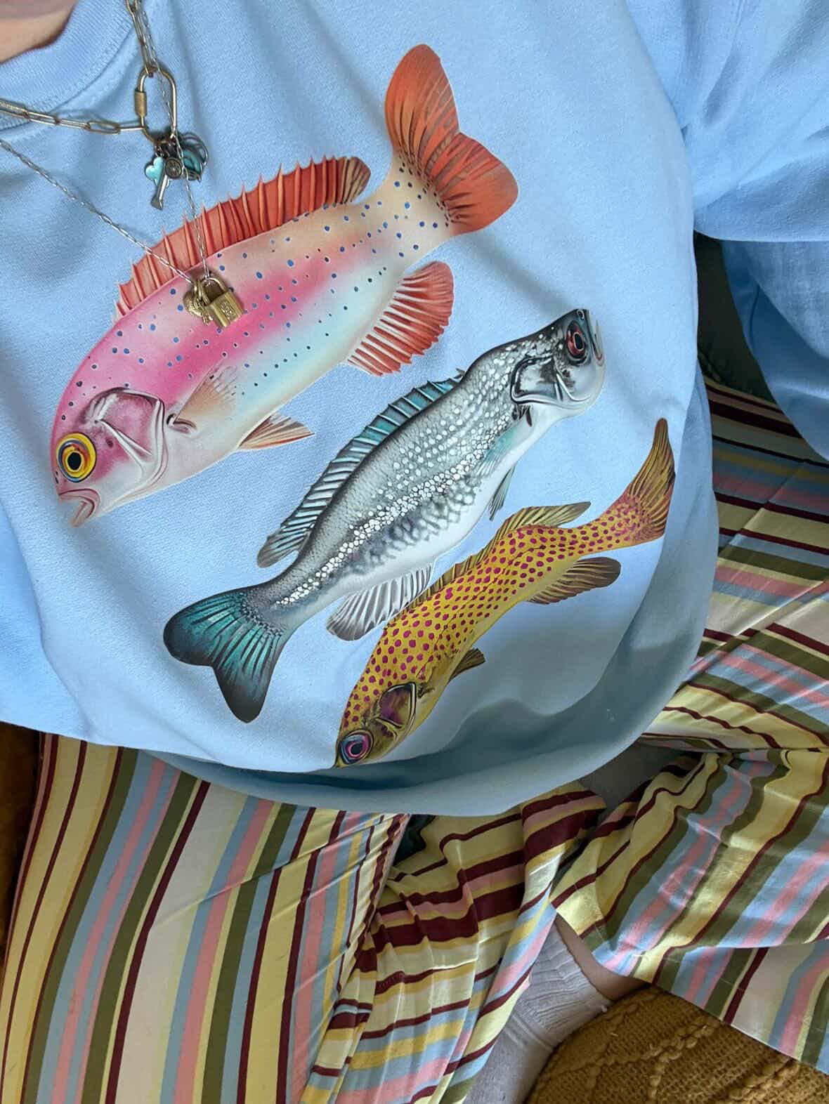 Colorful Coastal Fish Graphic Crewneck Sweatshirt | Beachy Fishing Crew | Summer Lake Life Pullover