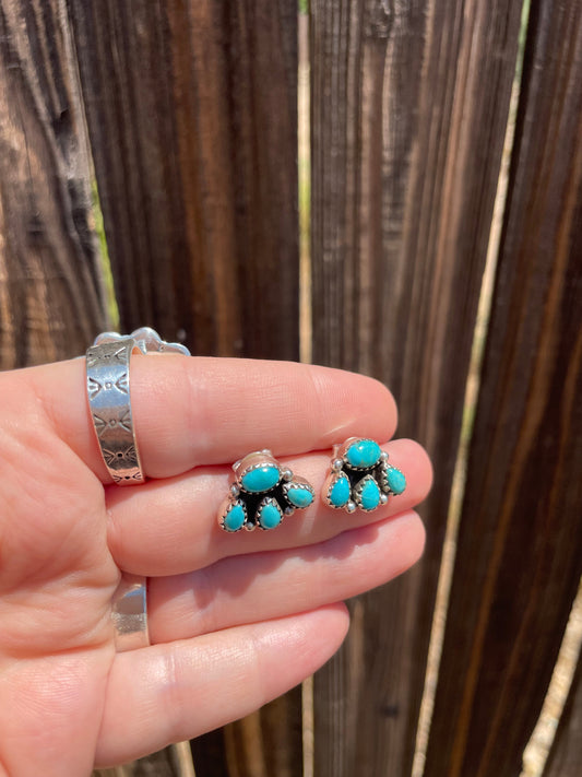 Nizhoni “The Backroads”  MINIS Turquoise & Sterling Silver 4 Stone Earrings Handmade