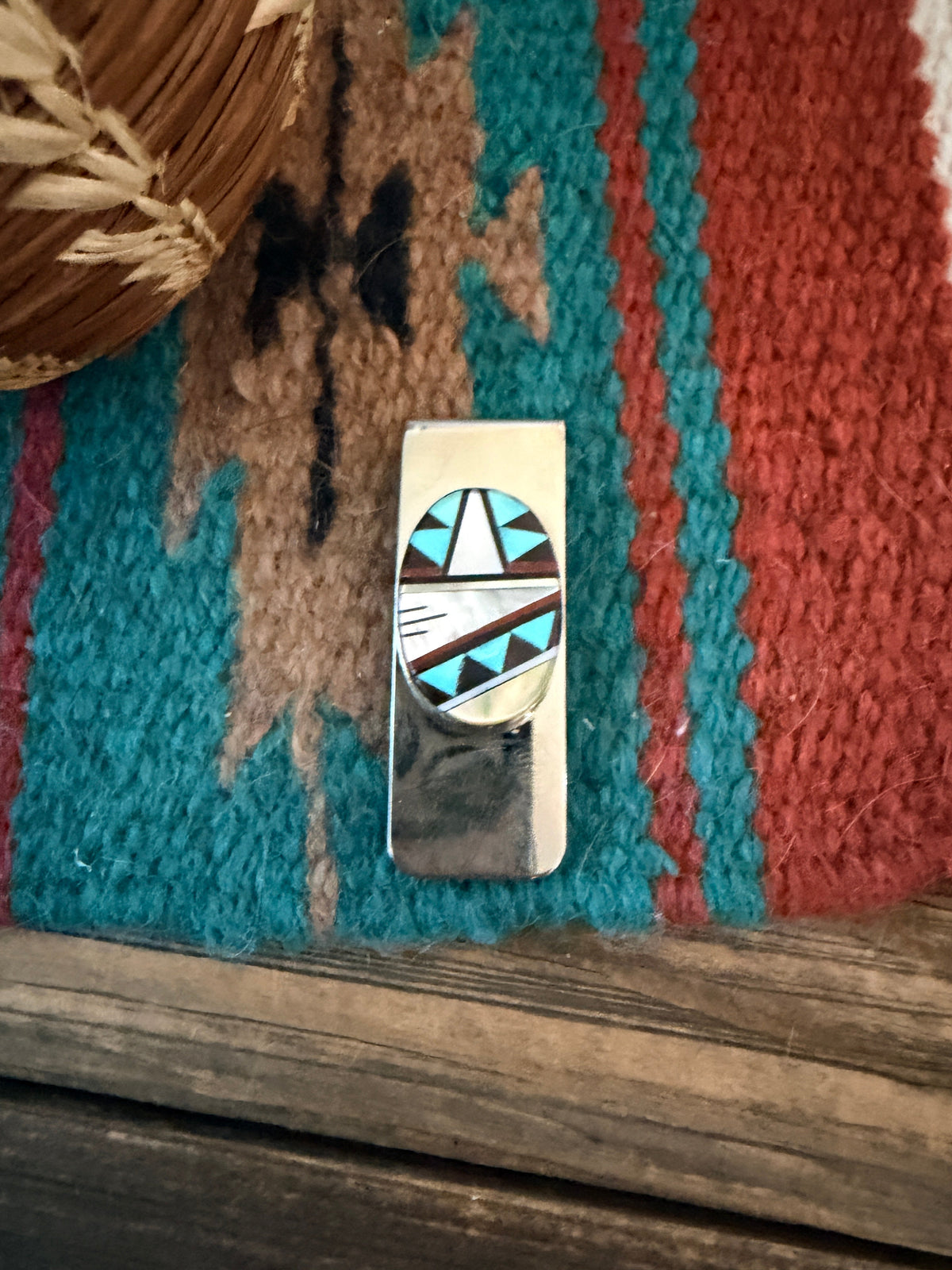 Handcrafted Multi Stone & Sterling Silver Inlay Money Clip