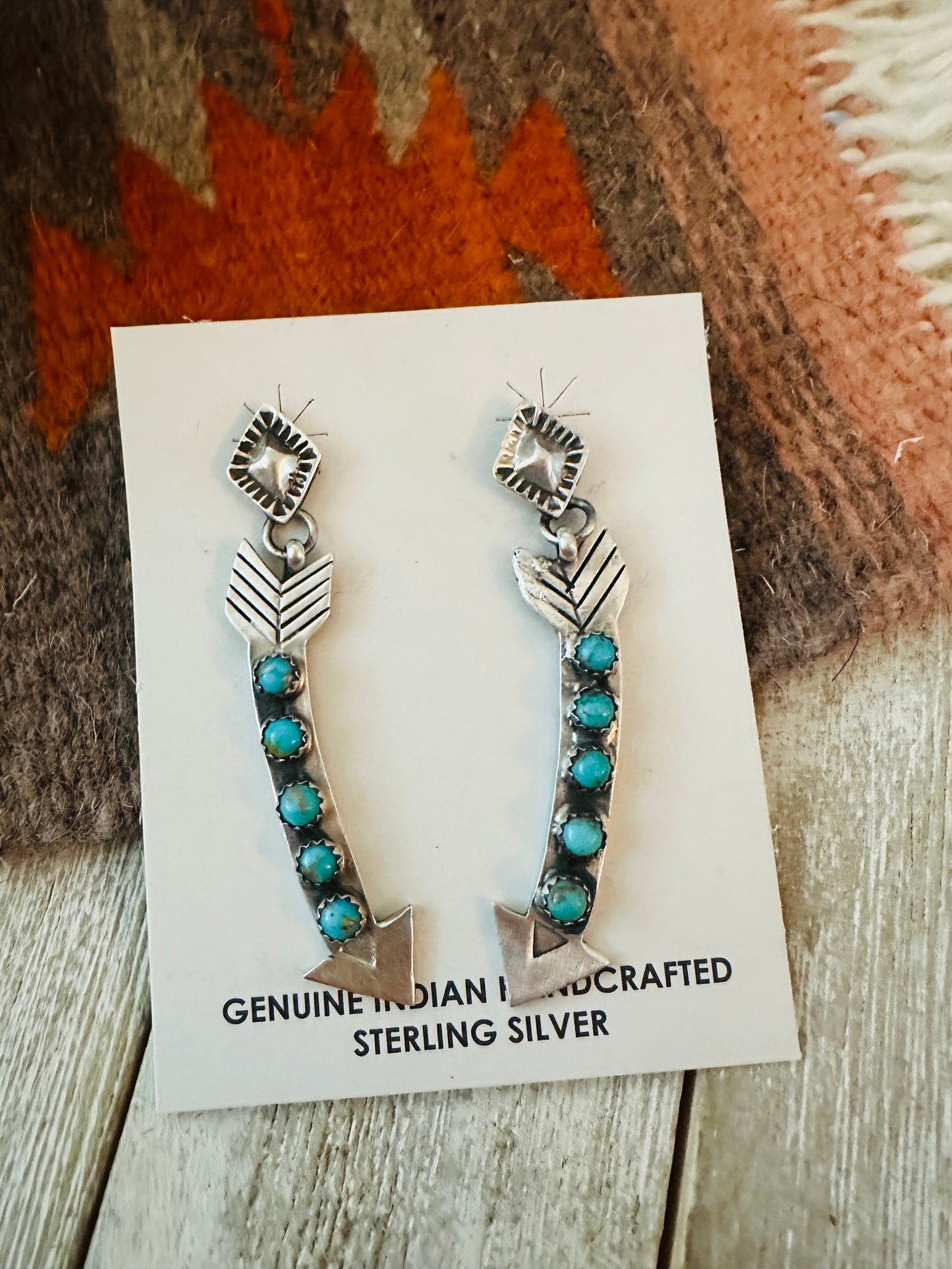 Handcrafted Sterling Silver & Turquoise Arrow Dangle Earrings