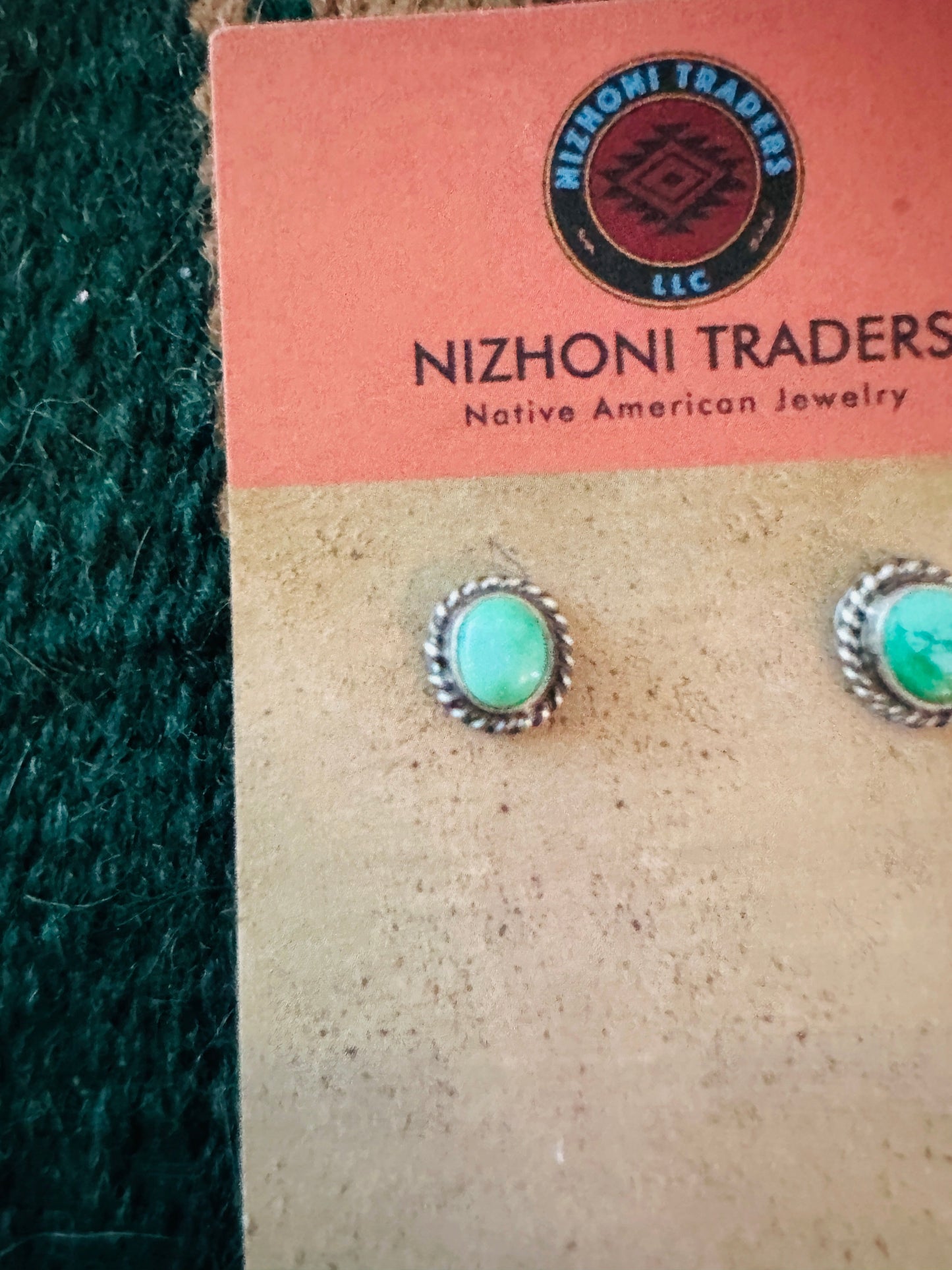 Navajo Sonoran Mountain Turquoise & Sterling Silver Stud Earrings