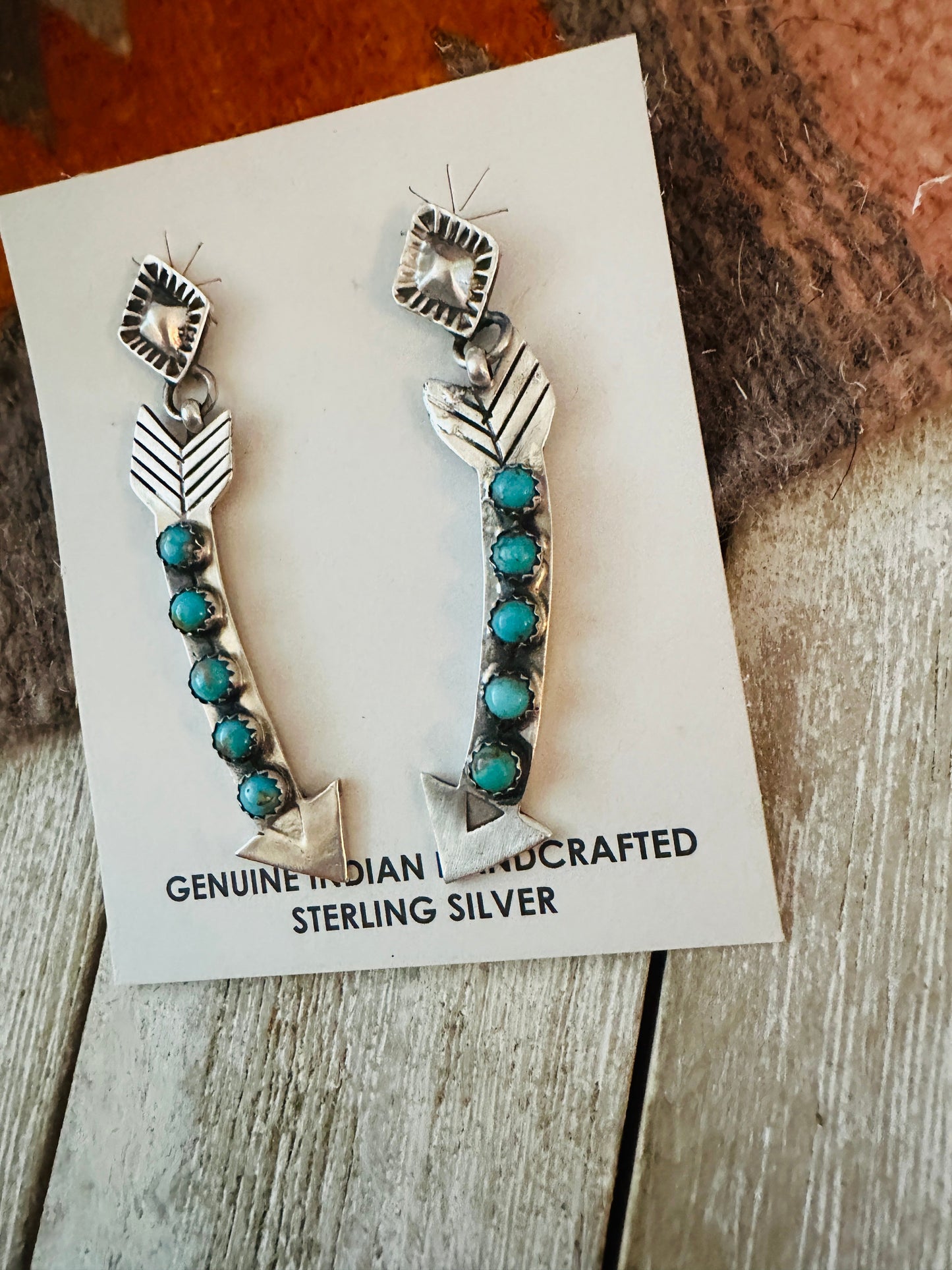 Handcrafted Sterling Silver & Turquoise Arrow Dangle Earrings