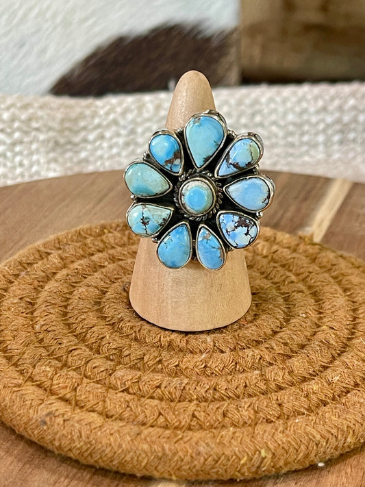 Handcrafted Sterling Silver & Golden Hills Adjustable Cluster Ring