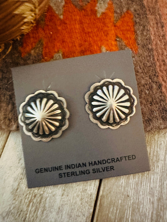 Navajo Sterling Silver Concho Stud Earrings