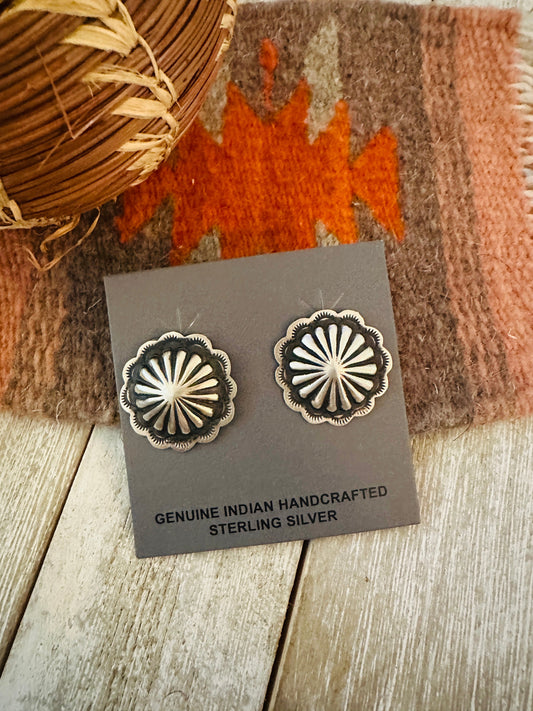 Navajo Sterling Silver Concho Stud Earrings