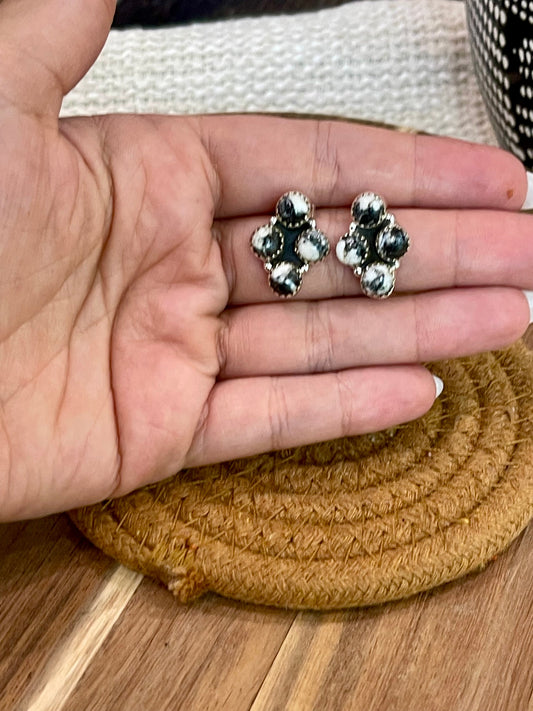 Beautiful Handmade Sterling Silver & White Buffalo Post Earrings
