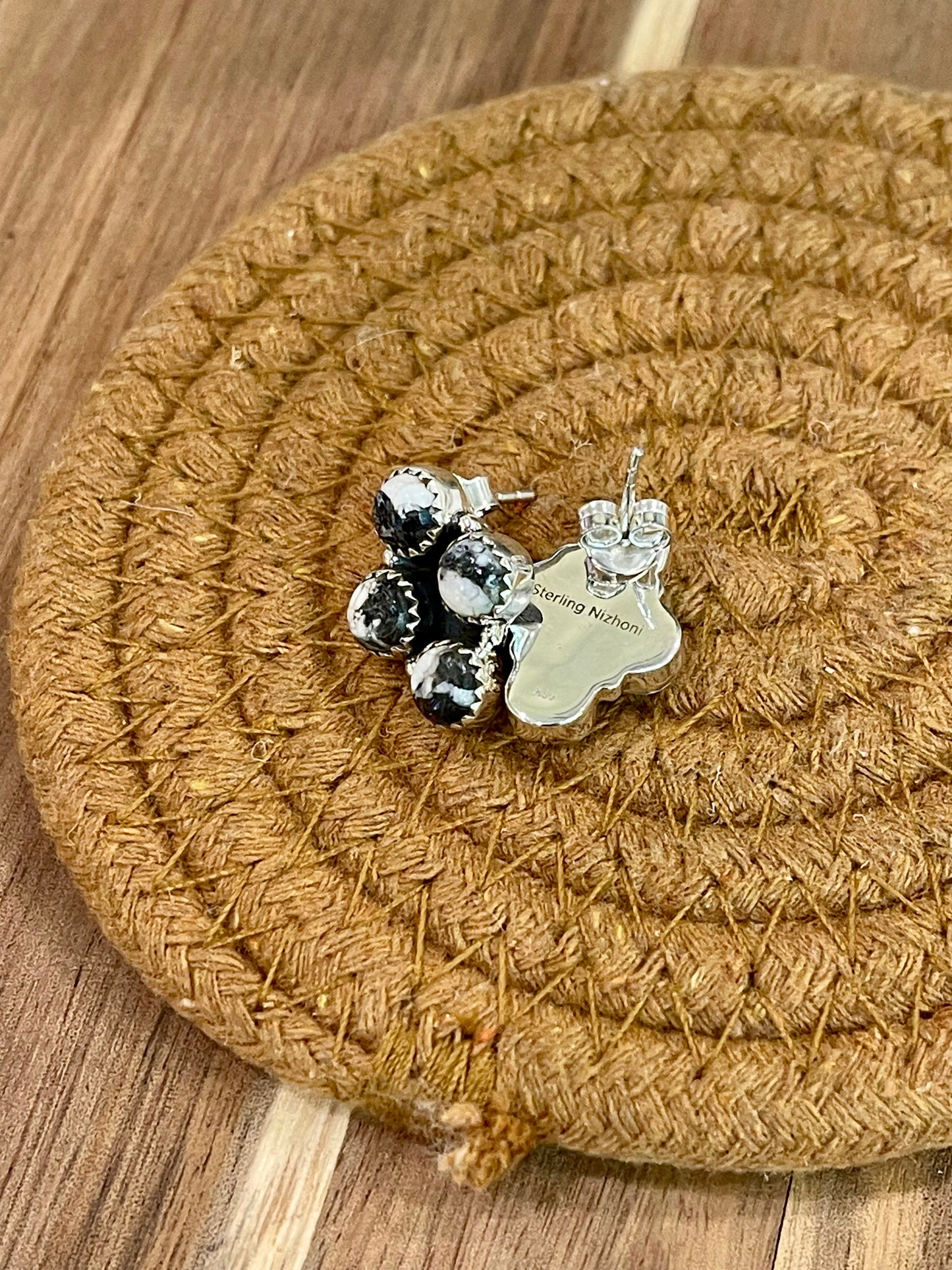 Beautiful Handmade Sterling Silver & White Buffalo Post Earrings