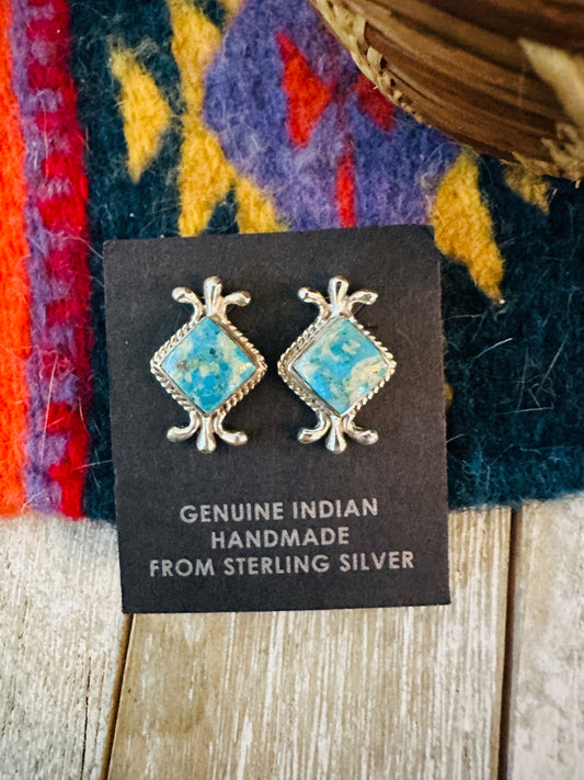 Navajo Sterling Silver & Turquoise Post Earrings