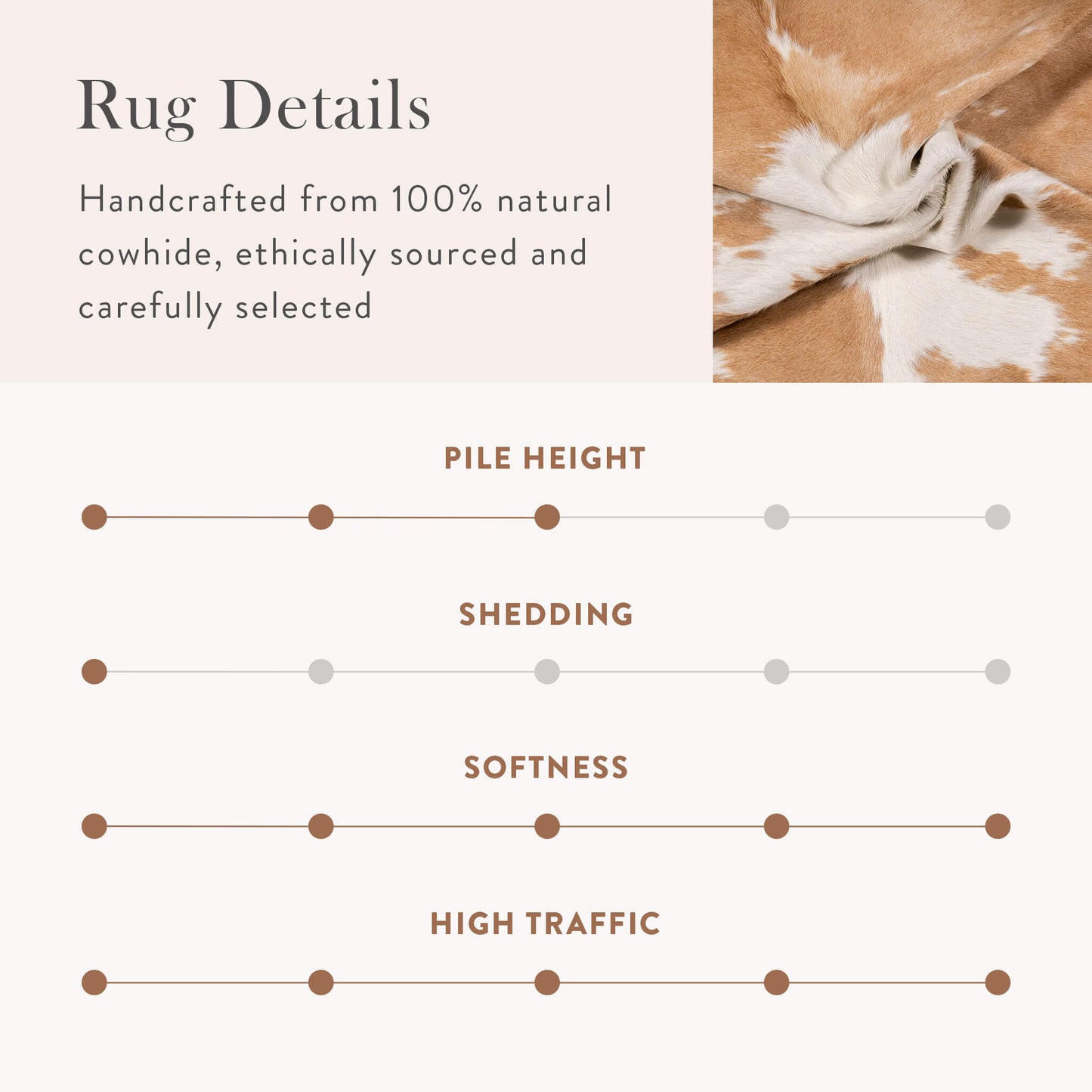 Palomino and White Brazilian Cowhide Rug: XL