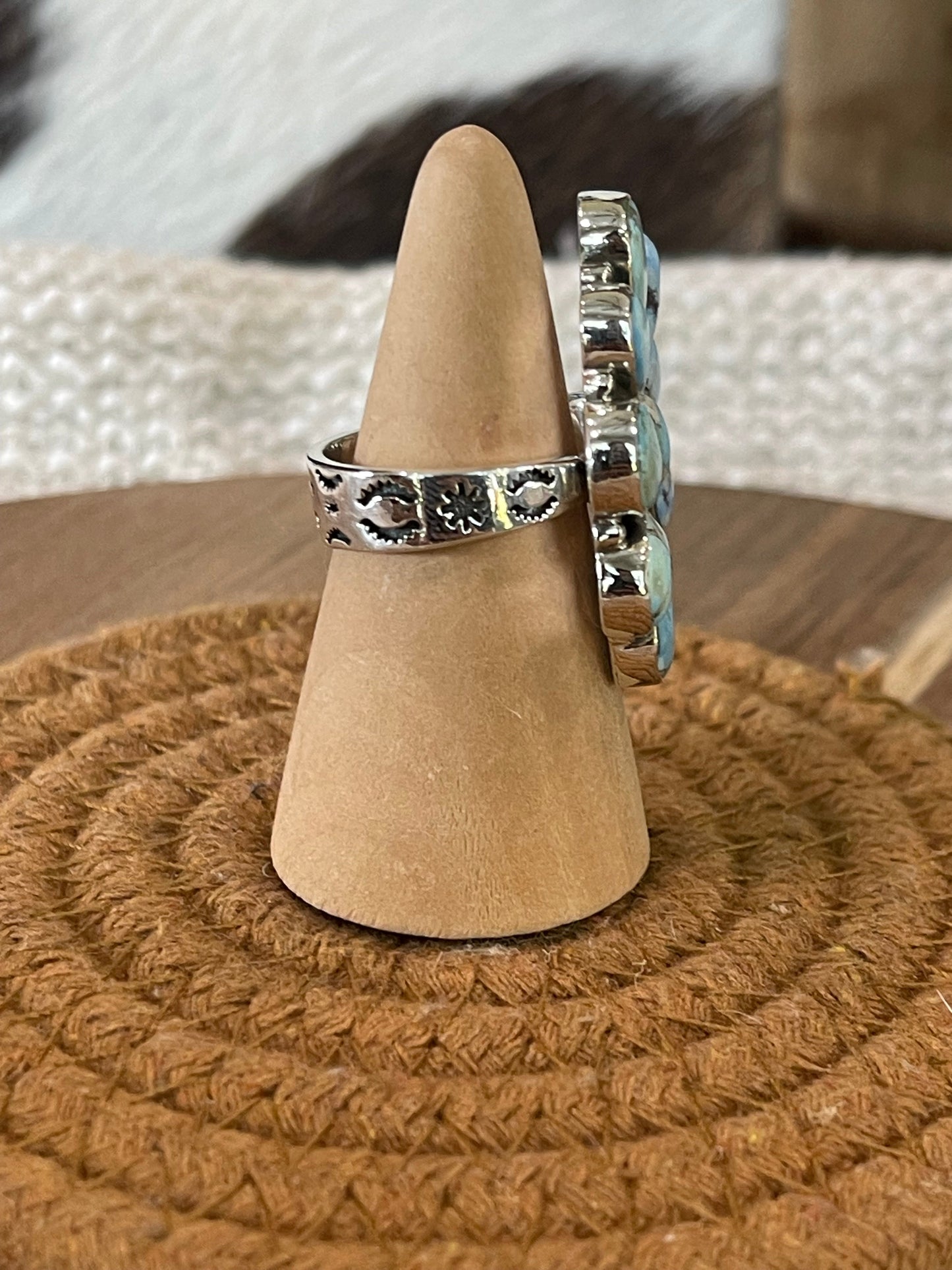 Handcrafted Sterling Silver & Golden Hills Adjustable Cluster Ring