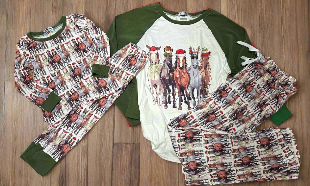 Christmas Horse Pajamas – Matching Family Holiday PJs | Festive Horse Lover Sleepwear