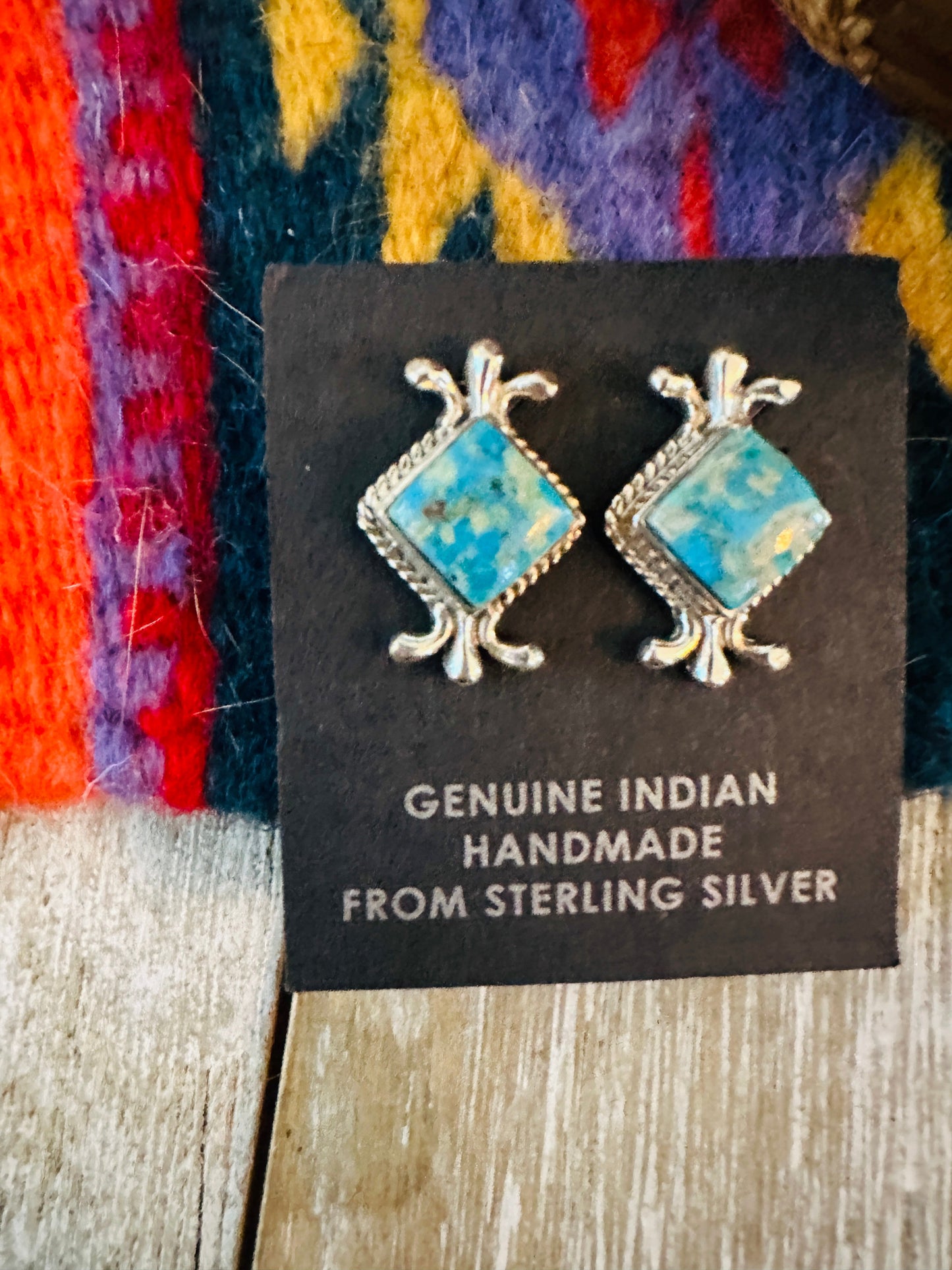 Navajo Sterling Silver & Turquoise Post Earrings