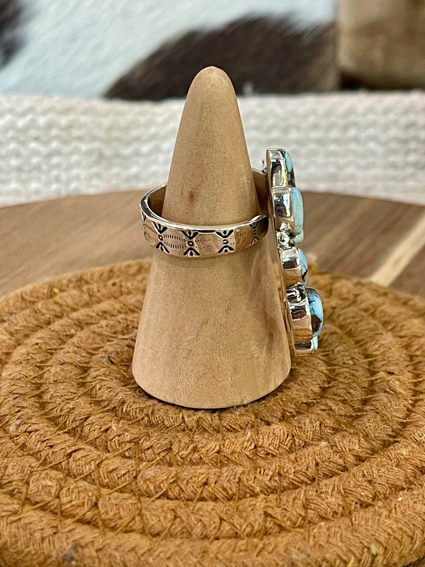 Handcrafted Sterling Silver & Golden Hills Adjustable Naja Ring
