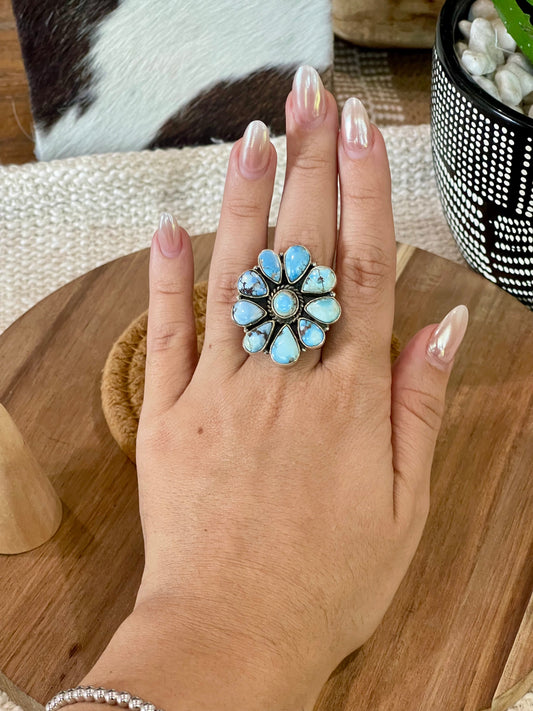 Handcrafted Sterling Silver & Golden Hills Adjustable Cluster Ring
