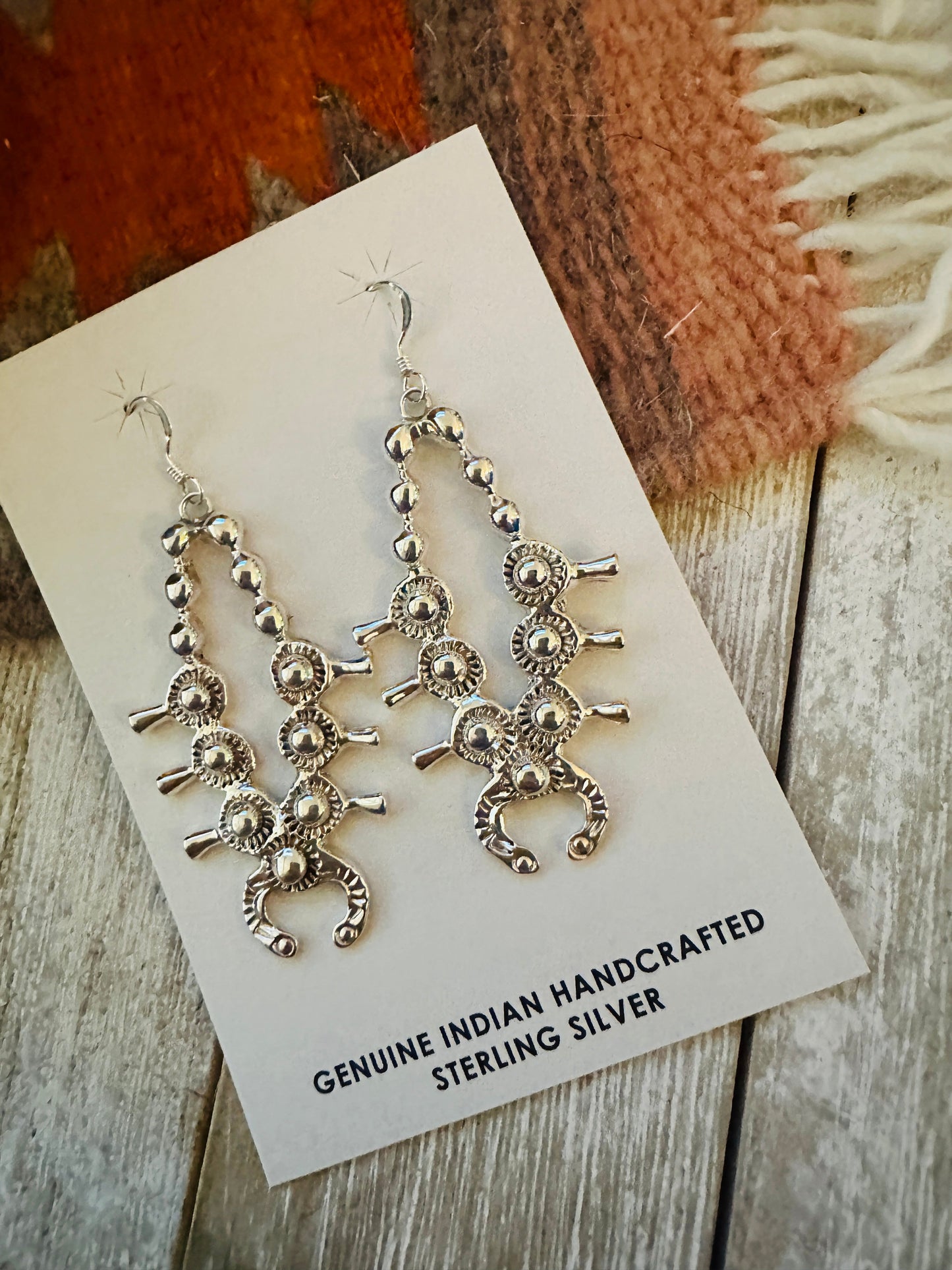 Handcrafted Sterling Silver Squash Blossom Earrings