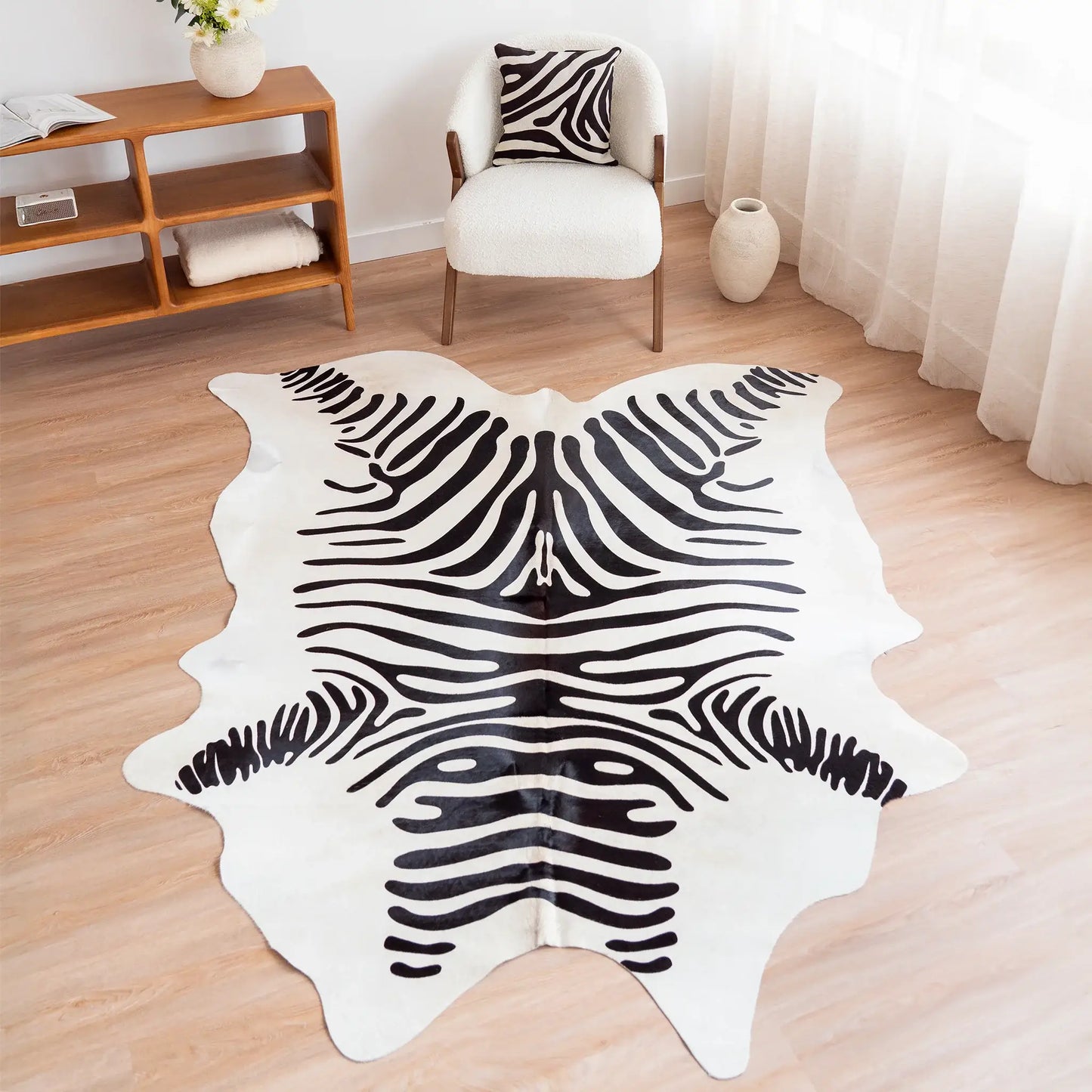 Zebra Cowhide Rug