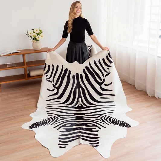 Zebra Cowhide Rug