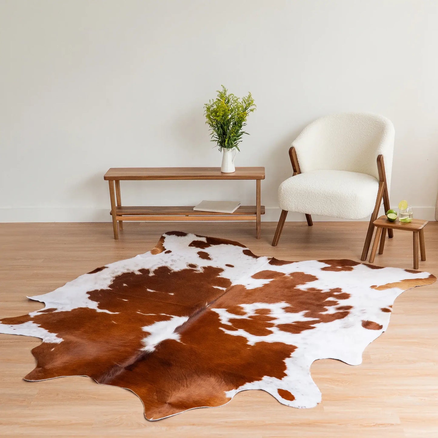 Brown and White Cowhide Rug