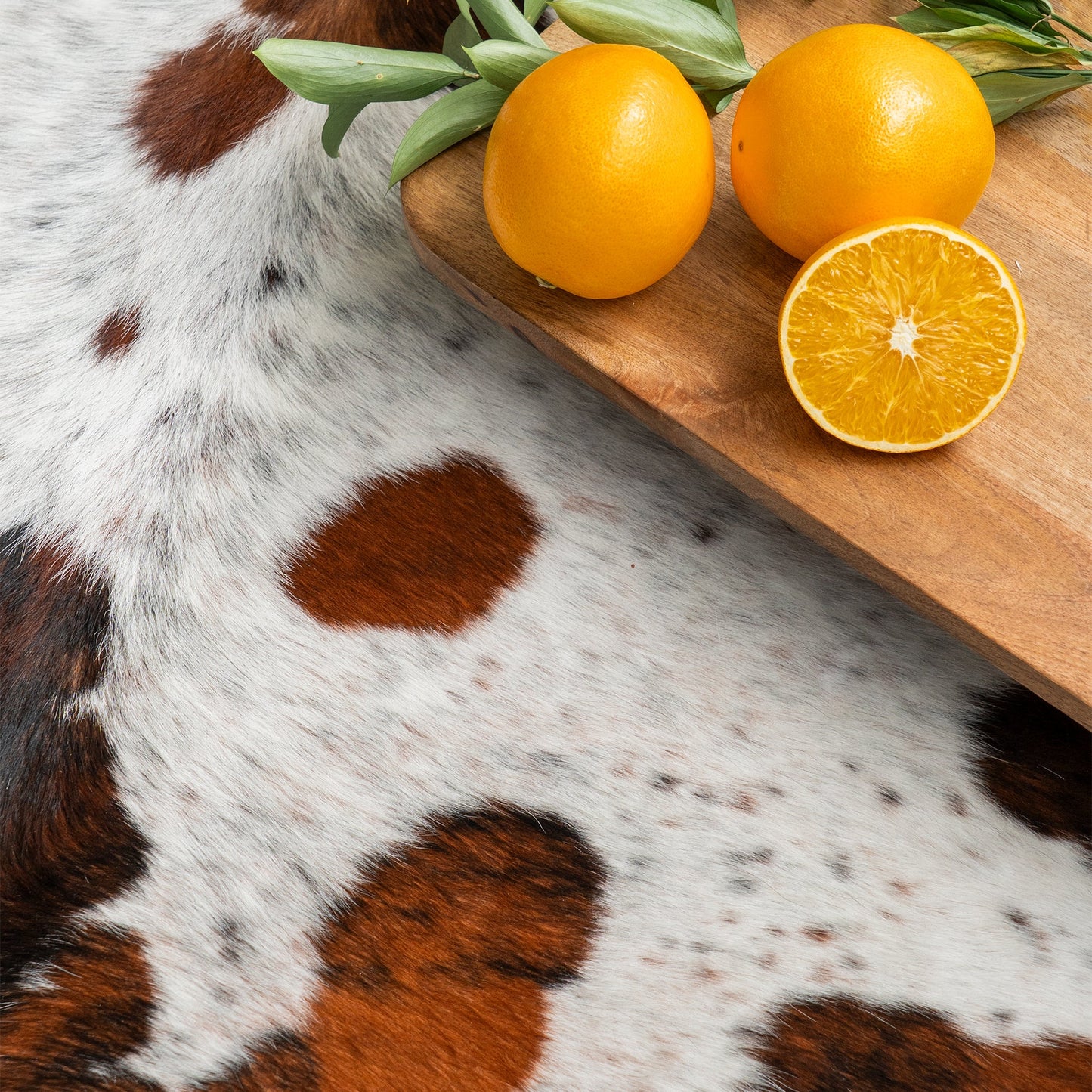 White Tricolor Cowhide Rug