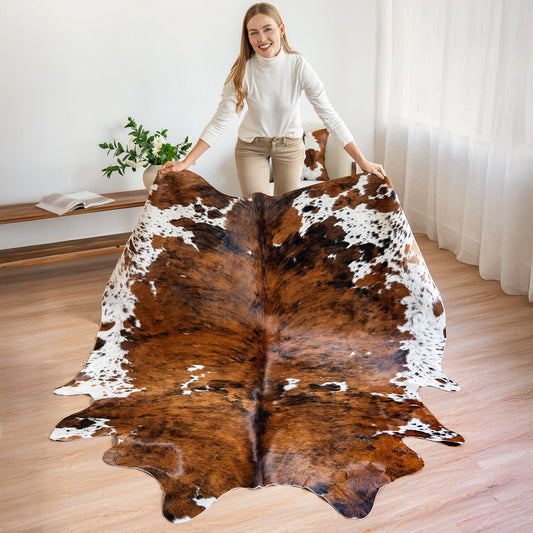 Cowhide Rug Tricolor Brindle Mix