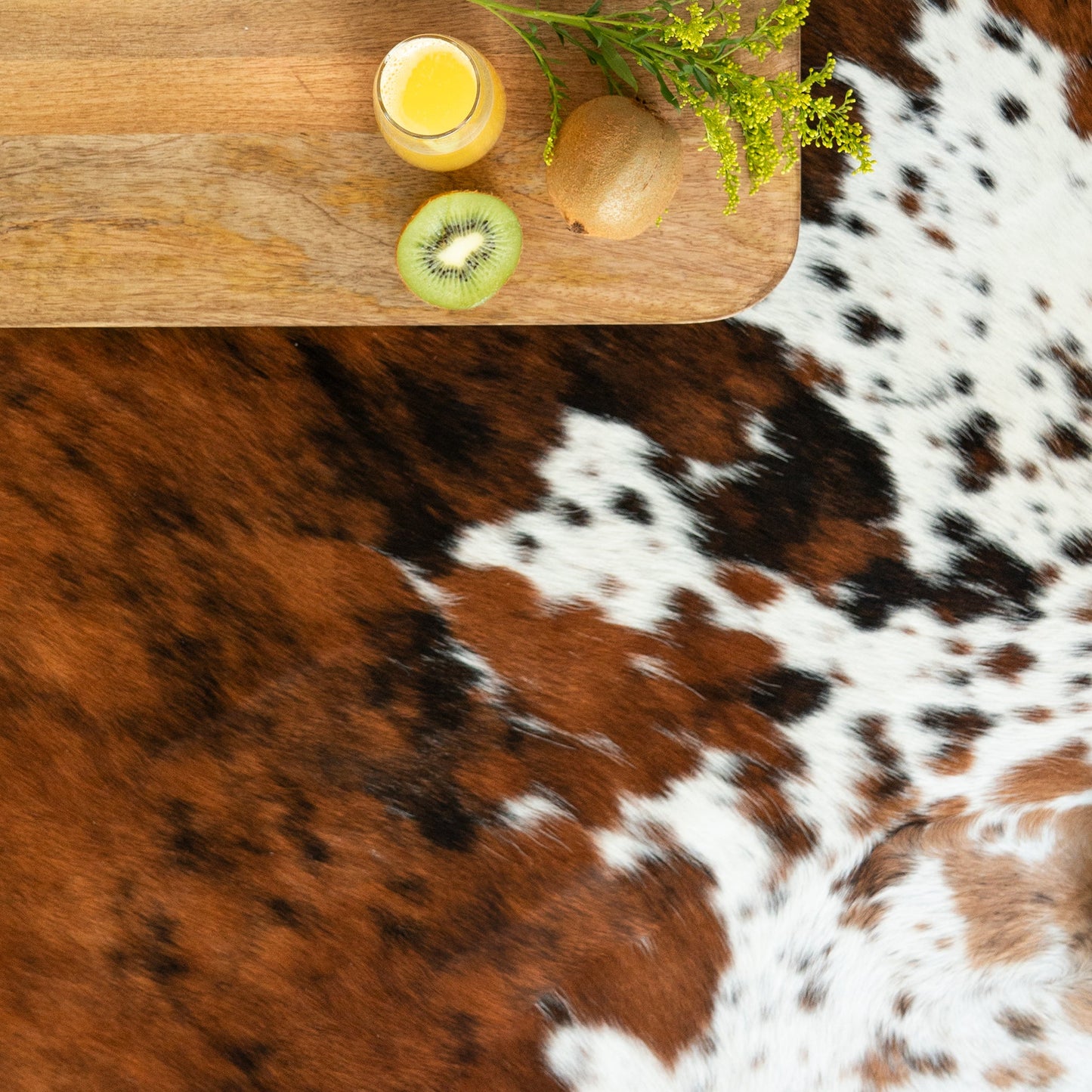 Cowhide Rug Tricolor Brindle Mix