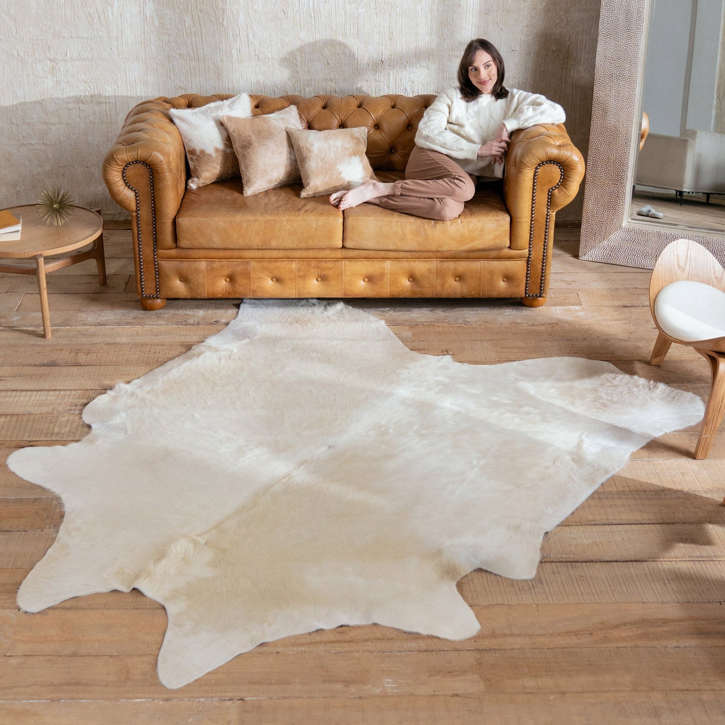 Champagne Brazilian Cowhide Rug: LARGE