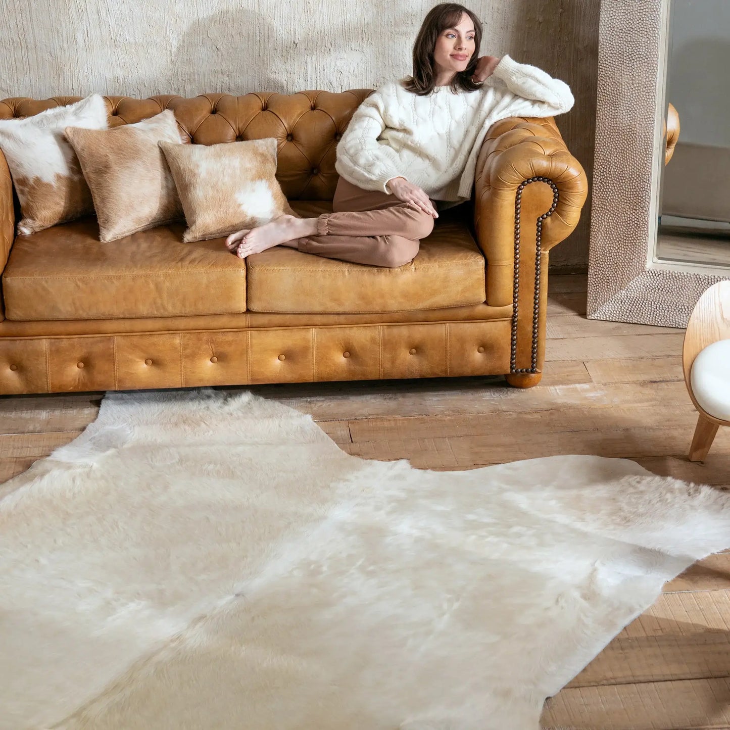 Champagne Brazilian Cowhide Rug: XL