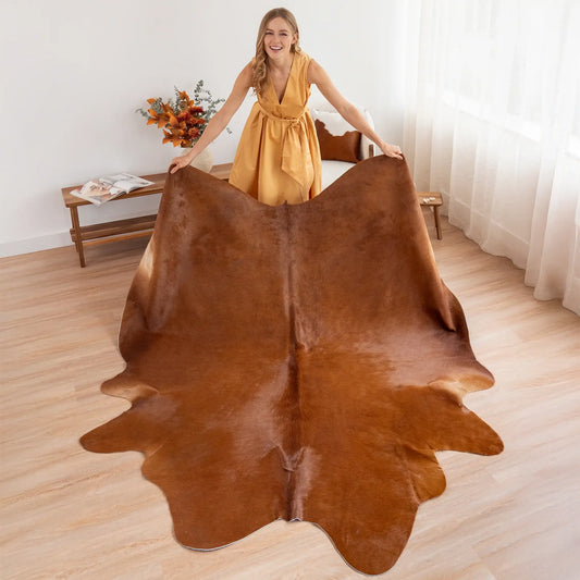 Solid Brown Cowhide Rug