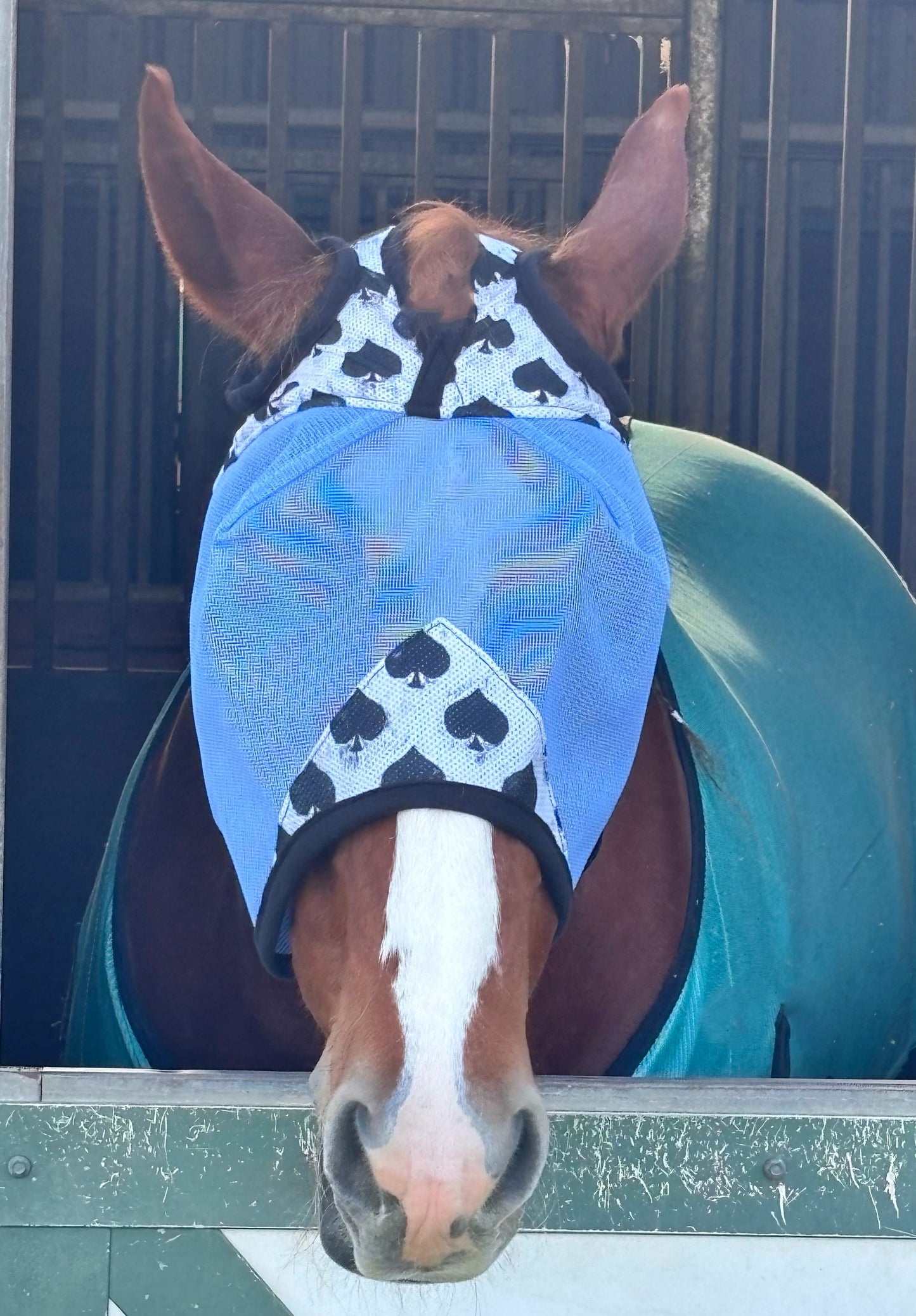 Smokin Spades Fly Mask -Blue Mesh
