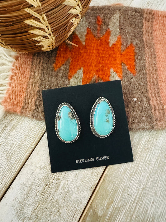 Navajo Sterling Silver & Turquoise Post Earrings