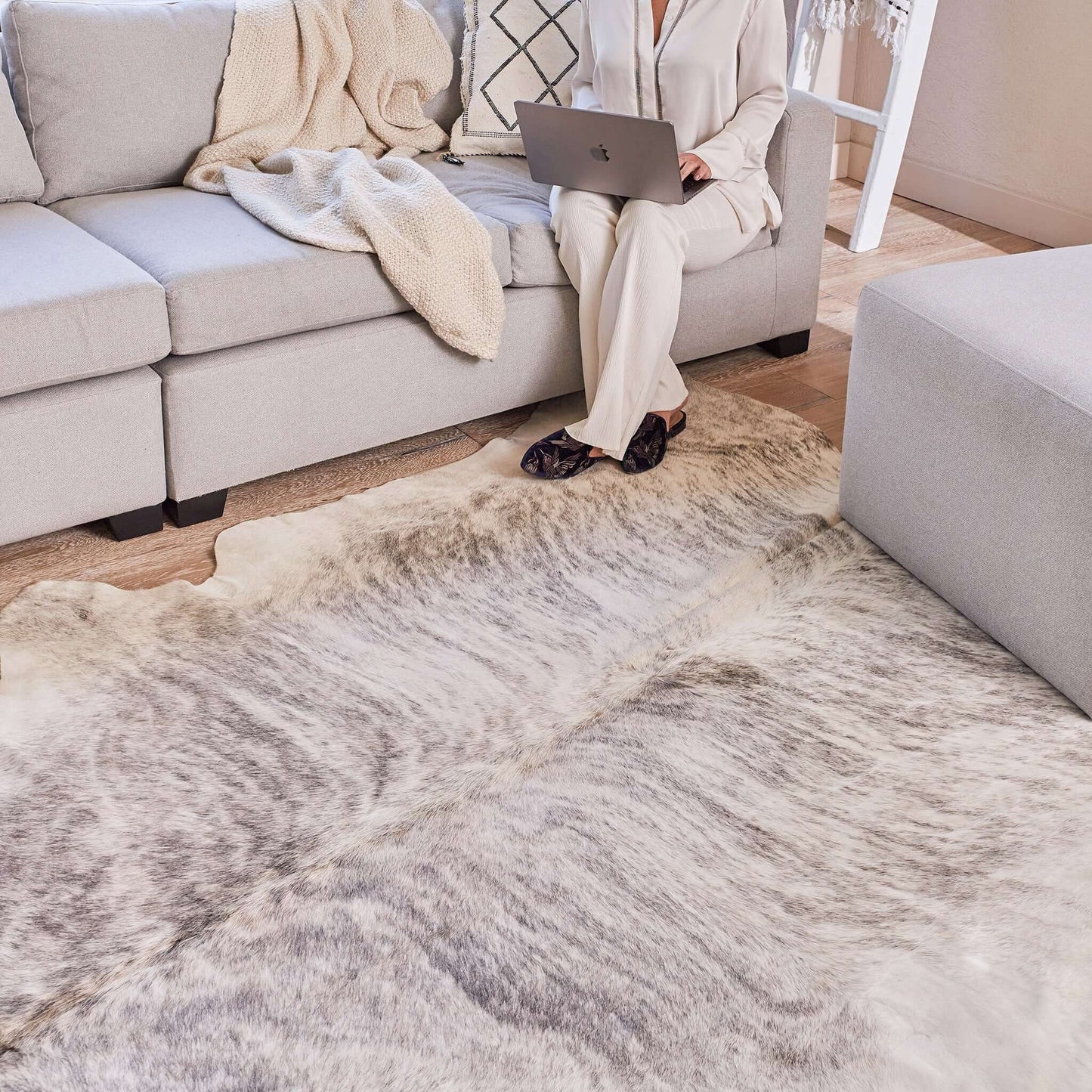 Grey Brindle Cowhide Rug
