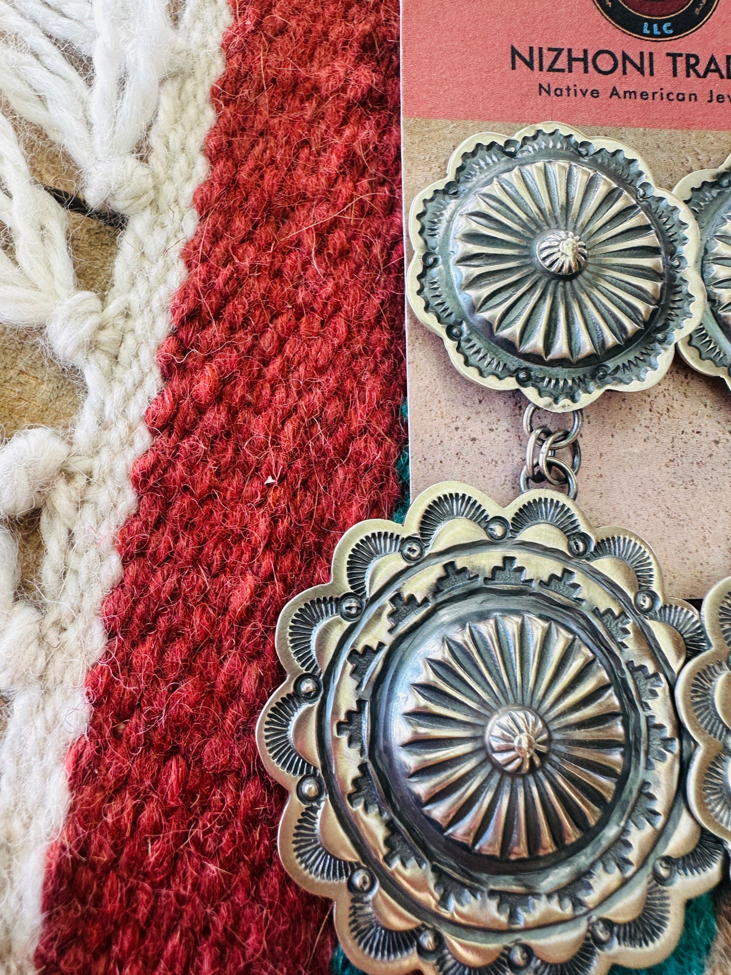 Navajo Sterling Silver Concho Dangle Earrings by Hemerson Brown
