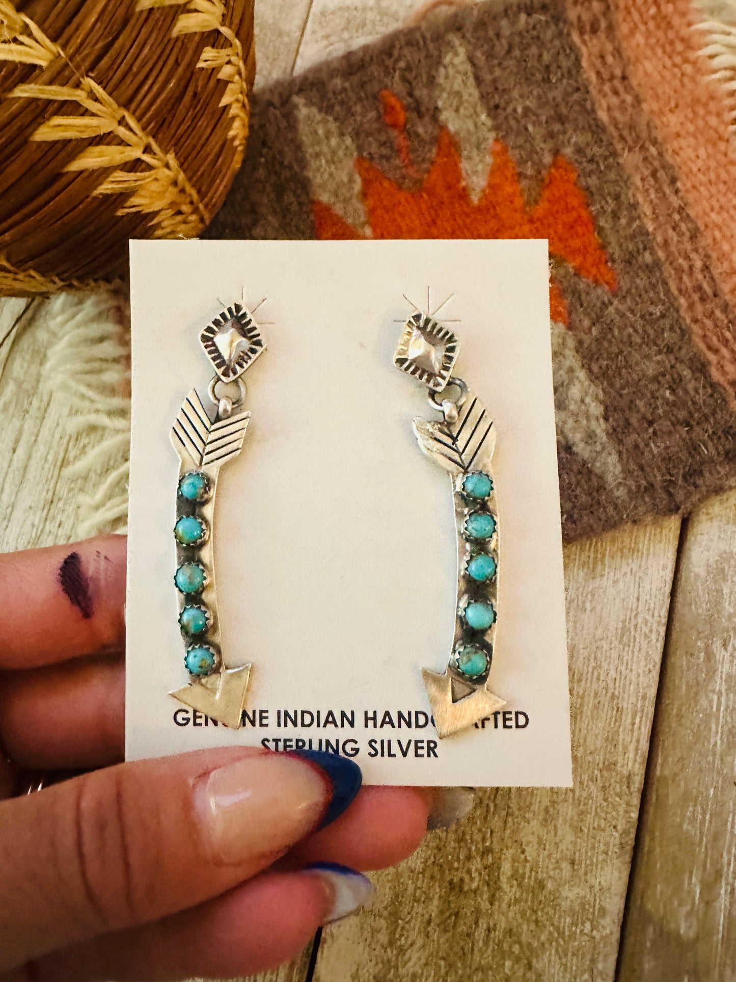 Handcrafted Sterling Silver & Turquoise Arrow Dangle Earrings