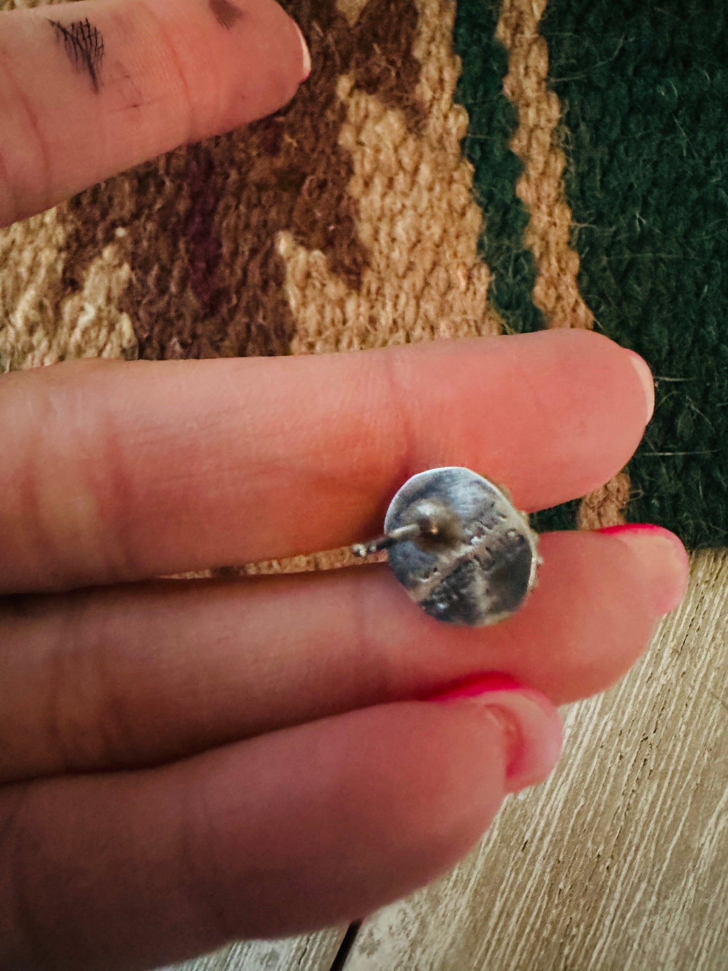Navajo Sonoran Mountain Turquoise & Sterling Silver Stud Earrings
