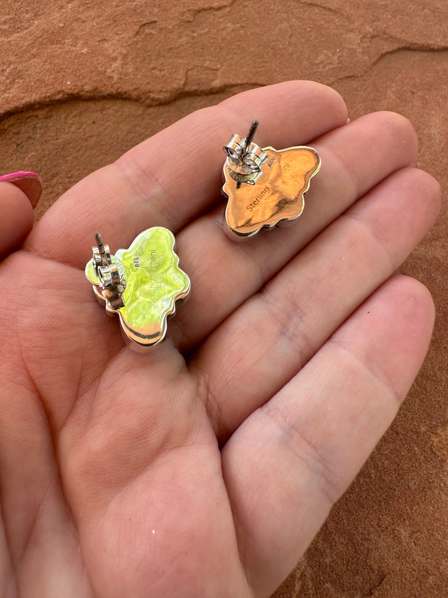 Nizhoni “The Backroads”  MINIS Pink Opal & Sterling Silver 4 Stone Earrings Handmade