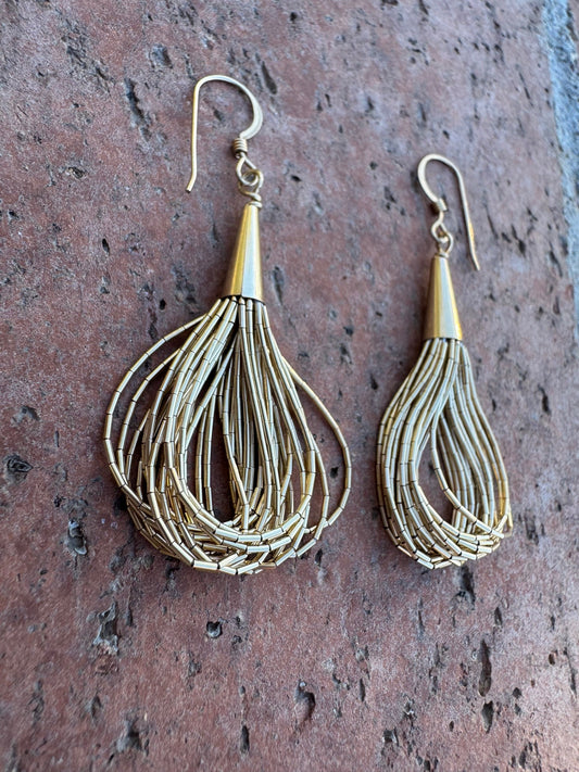 Handmade Liquid Gold 20 Strand Wire Earrings