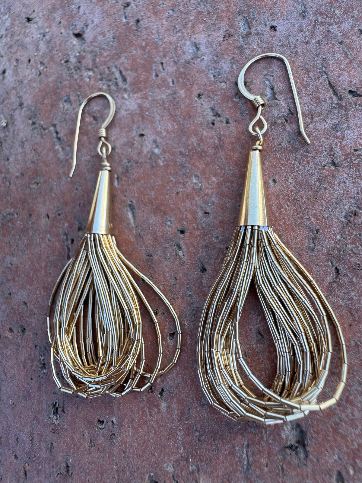 Handmade Liquid Gold 20 Strand Wire Earrings