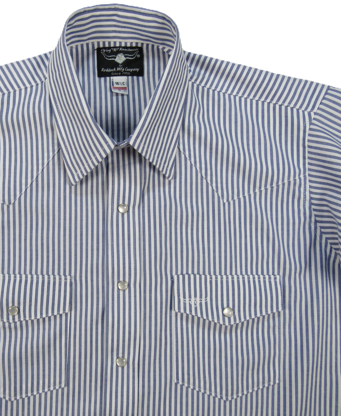 Flying R Ranchwear - Regency Stripe - Blue/White - Short Sleeve - Classic Fit